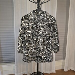 Ninety Monochrome Geometric Button Down Shirt
